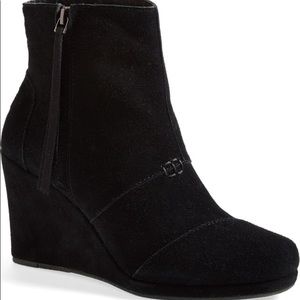 TOMS Black Desert Suede Wedge Booties